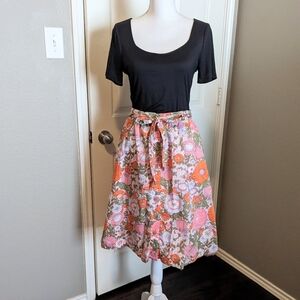 Floral A-Line Skirt with Belt